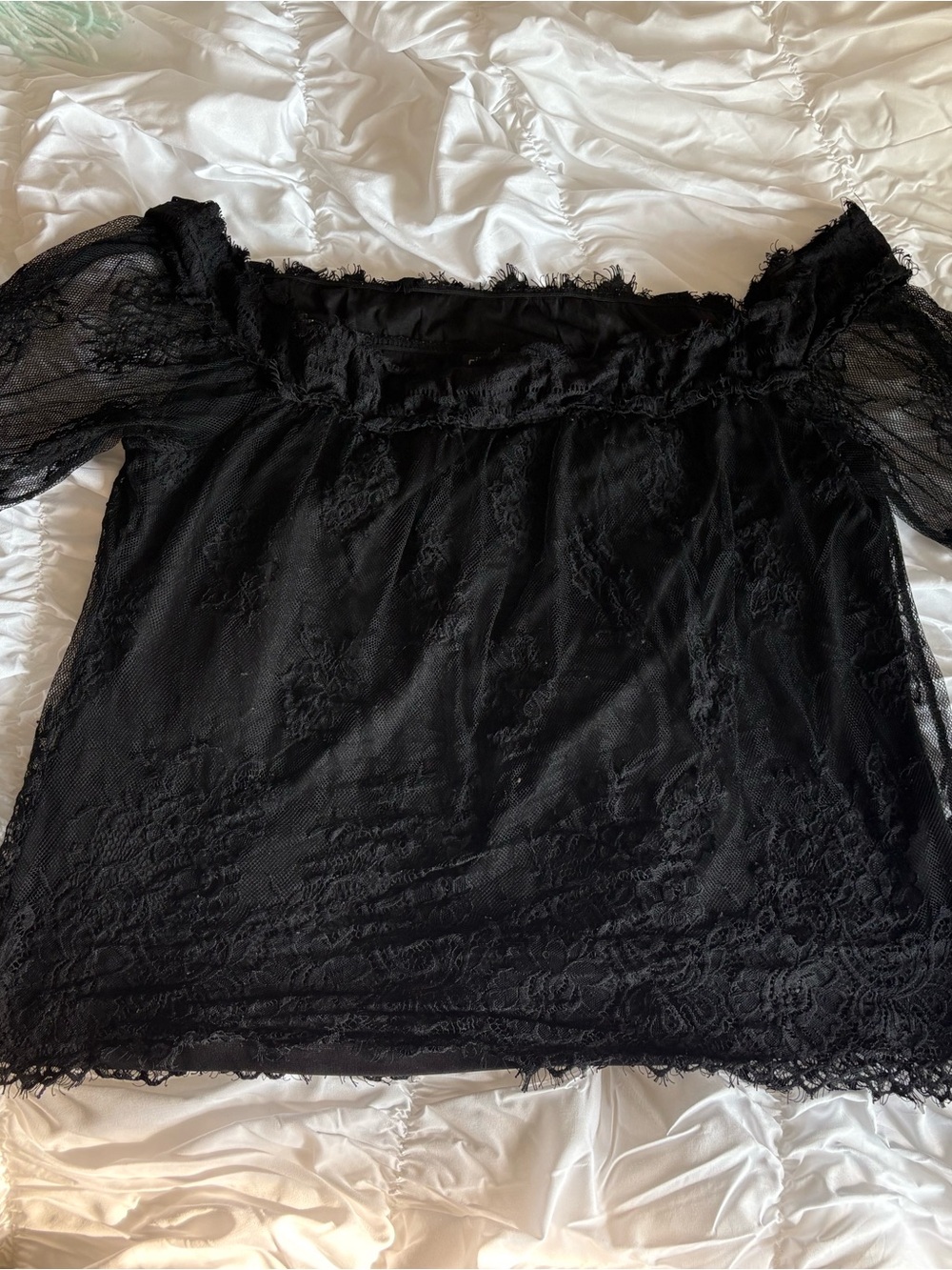 Women's Black Lace Off-Shoulder Top CITYCHIC